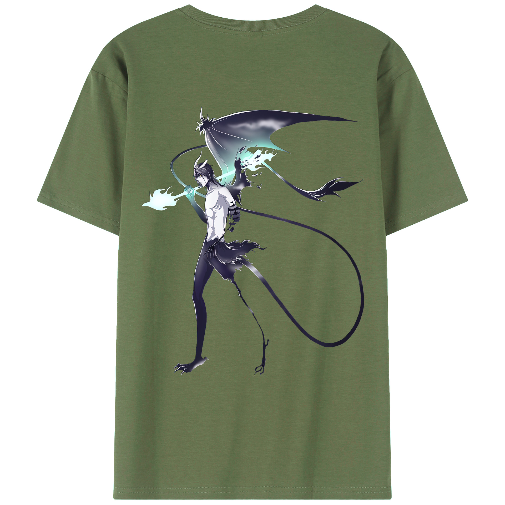 （画像用） ブリーチ ウルキオラ·シファー BLEACH Ulquiorra cifer 綿100％ メンズ半袖Tシャツ（バックプリント） 通気性